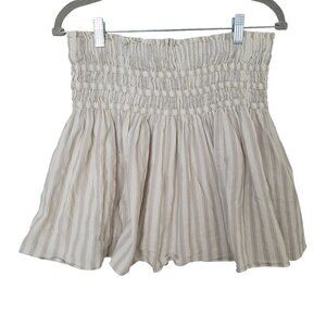 Madewell Smocked Pull-On Mini Skirt in Stripe Womens Size M Cool Fog Comfy